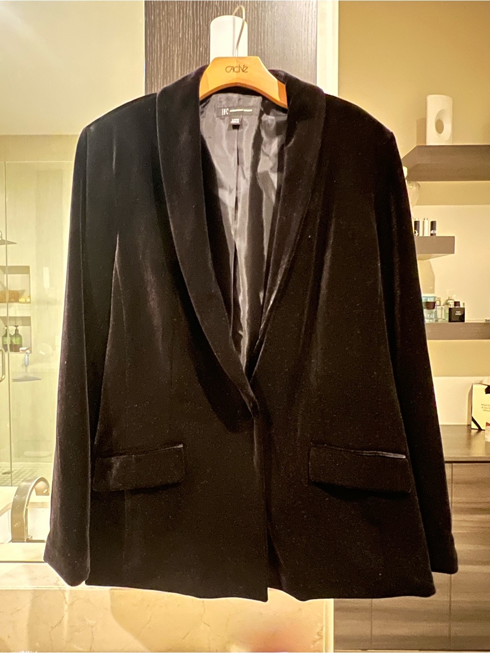 INC International Concepts Black Velvet Single-Button Blazer